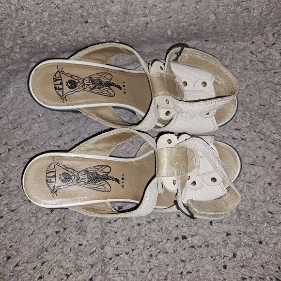 VINTAGE FLY GIRL-FLY LONDON-Prune-Beige Studded Leather-Sz 41/9.5-Excellent - Picture 7 of 8